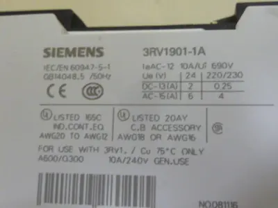 USED SIEMENS 3RV1 021-0GA10