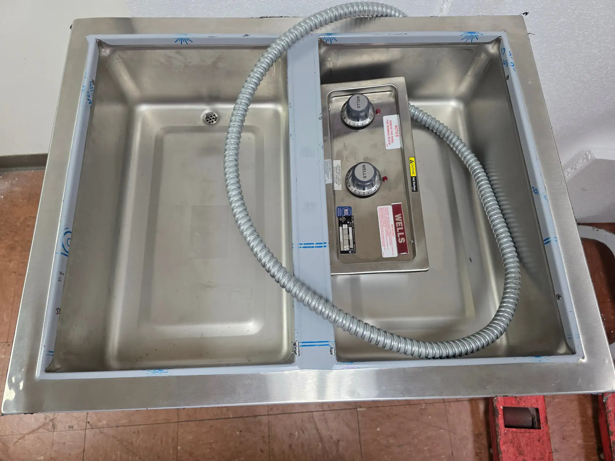 New | in-Stock Wells Unused Wells MOD200D 2 Pan Drop-In Hot Food Well with Drains - 208/240V Steam Tables (Food) Illinois US | Falcon Restaurant Supply #1378025