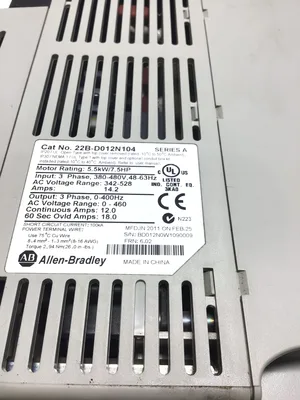 Allen-Bradley 22B-D012N104 PowerFlex 40 or 400 AC Drive 3 PH 7.5HP 100kA