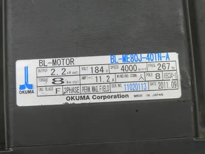 Used OKUMA BL-ME80J-40TN-A A.C. Motors Texas US | Aucto #1306990