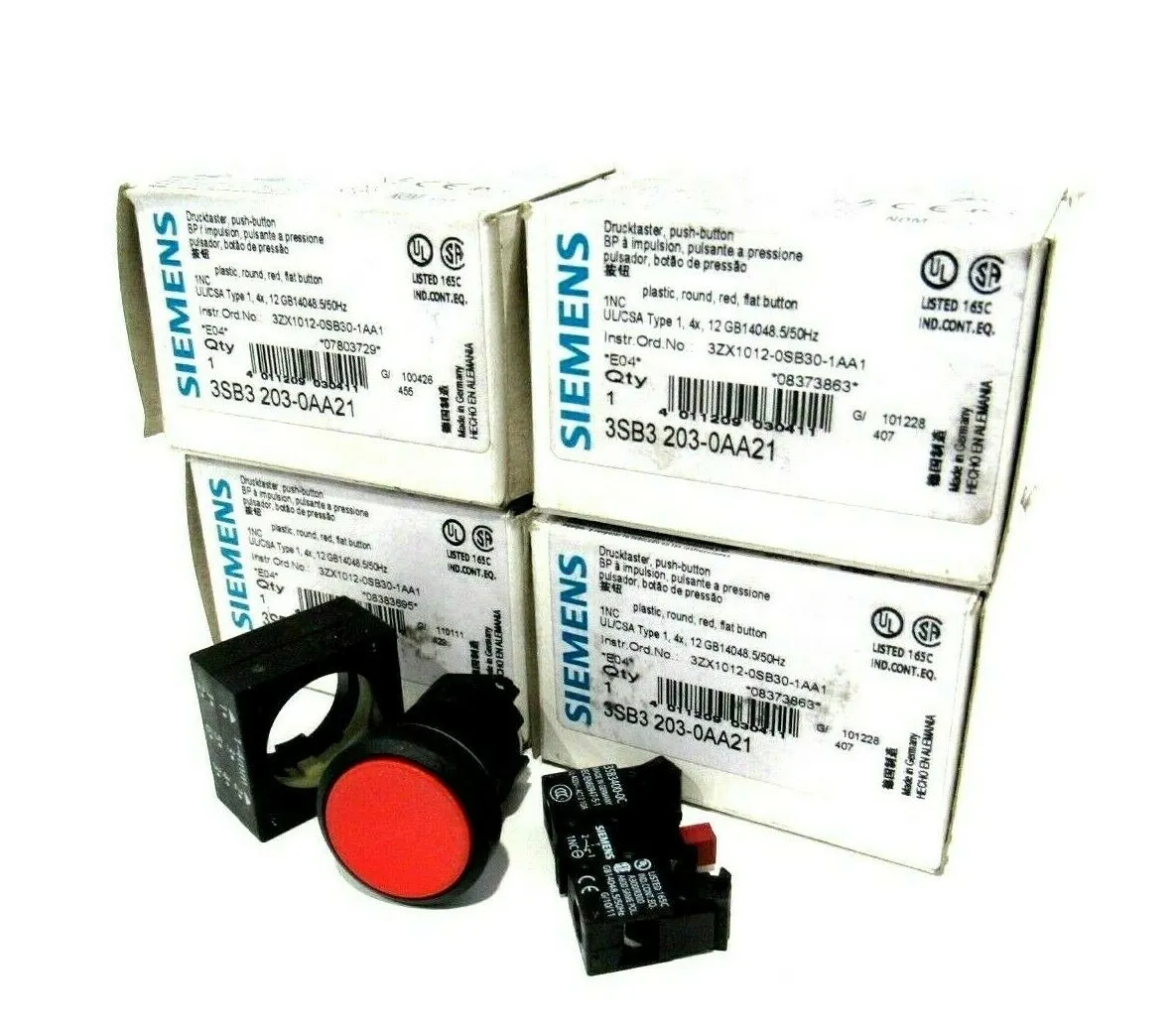 LOT OF 4 NEW SIEMENS 3SB3 203-0AA21 PUSH BUTTONS 3SB32030AA21
