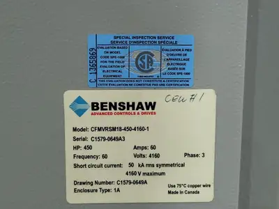Used BENSHAW CFMVRSM18-450-4160-1 Switchgears British Columbia CA | Lenmark #240937