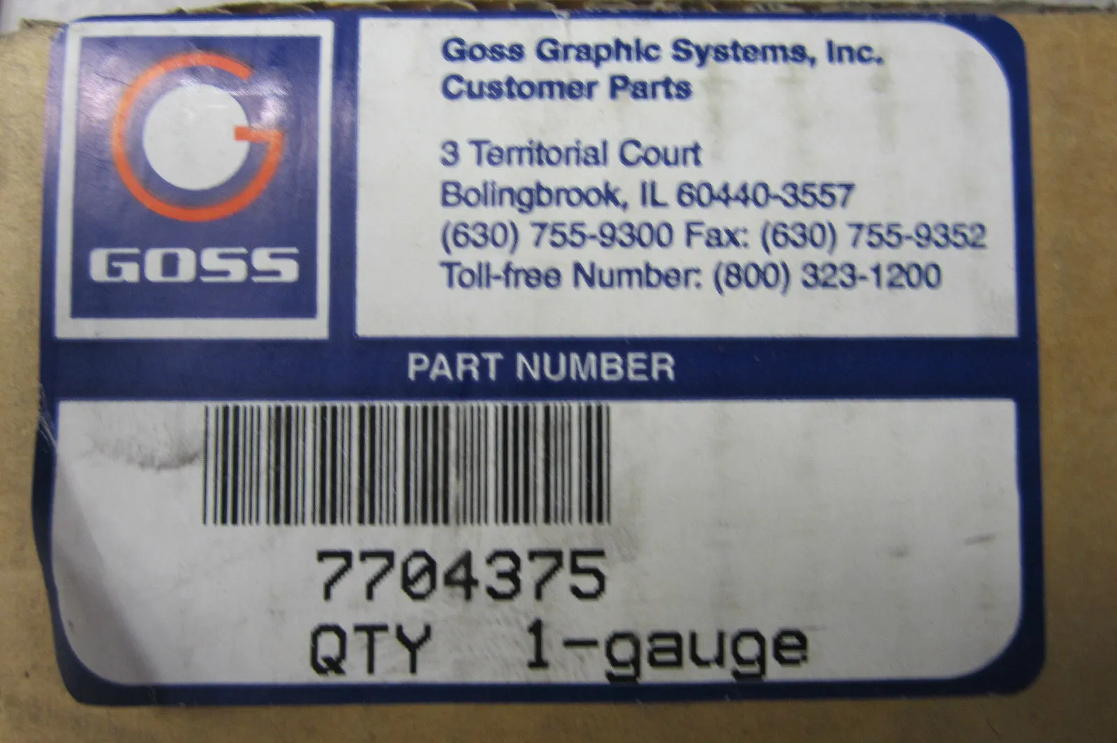 NEW GOSS 7704375 GAUGE