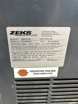 Used ZEKS 100NCGA100 Refrigerated Air Compressor Dryers California US | MachineryMax #1363369