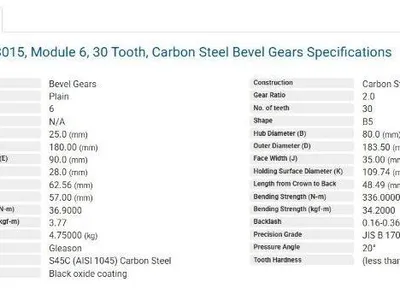 KHK SB6-3015 Carbon Steel Bevel Gear 30-Tooth 25mm Stock Bore