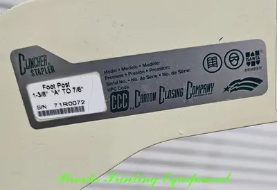 Carton Closing Company Clincher Stapler 1-3/8" "A" to 7/8"