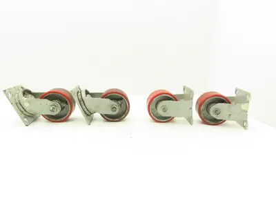 Fairbanks 4" Caster Wheel Poly/Cast (2) Swivel (2) 5-1/2" OAH Rigid Lot of 4