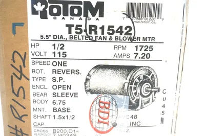 NEW A.O. SMITH ROTOM T5-R1542 BELTED FAN & BLOWER MOTOR T5R1542