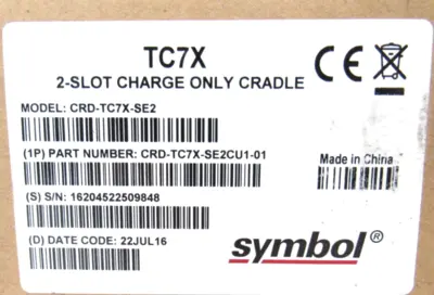 NEW SYMBOL TECHNOLOGIES CRD-TC7X-SE2CU1-01 2-SLOT CHARGE CRADLE CRDTC7XSE2CU101