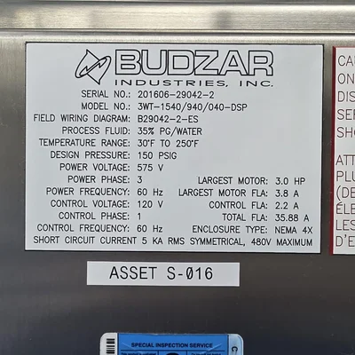 Budzar 3wt-1540/940/040-DSP Hot Water Heater, 3 Zone  GRF25 # 3431