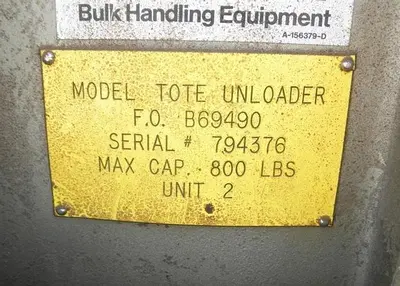Dumper, Bin, Tote, FMC, S/st, Hydraulic, 800 lb (2) #S741235