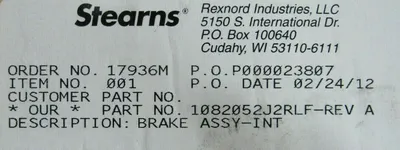 NEW STEARNS 1082052J2RLF BRAKE ASSEMBLY 460V 2-3/8" BORE