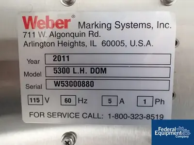 USED Weber Marking Weber Box Label Printer/Applicator, Model 5300