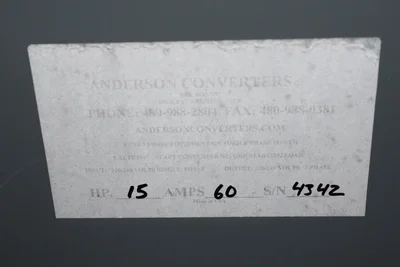 Anderson Heavy Duty Rotary Phase Converter