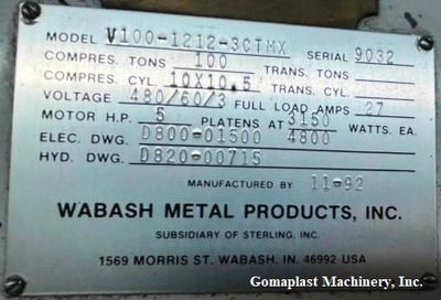 12″ x 12″ Wabash Vacuum Press, Item #1906-2