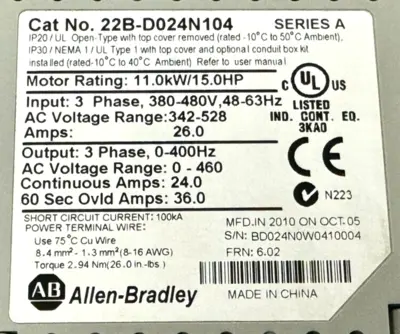 USED ALLEN-BRADLEY 22B-D024N104