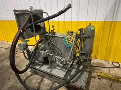 100 TON ROLLFORM INC HYDRAULIC 4 POST CUTOFF & POWER UNIT, 12" STROKE: YOBRO #24328