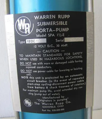 Used WARREN RUPP SPA-1-1/2E Submersible Pumps California US | Bay Line Tool #1316322