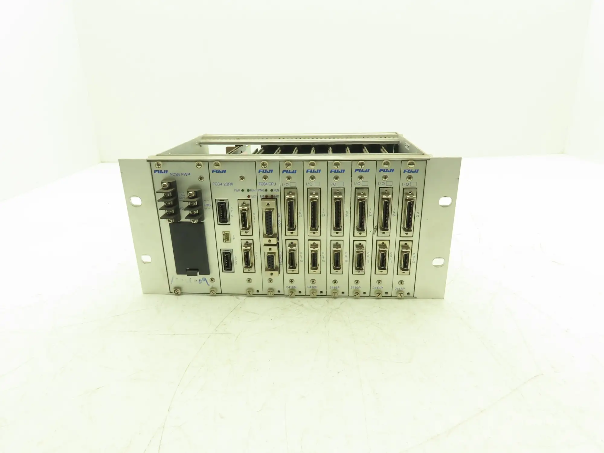 Fuji Electric FCS4 PWR 2SRV CPU 2416N 2416P PLC Assembly Rack 6 Card Slots