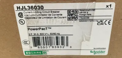 NEW SQUARE D HJL36030 CIRCUIT BREAKER 3P 30A 60V 50/60HZ