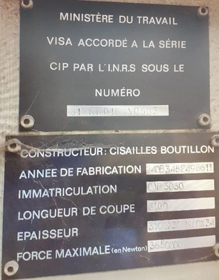 BOUTILLON Guillotine Shear