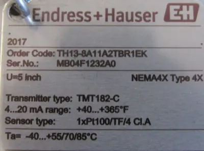 NEW ENDRESS HAUSER TH13-8A11A2TBR1EK TEMPERATURE SENSOR TH138A11A2TBR1EK