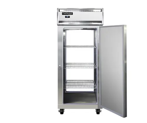 Continental 1RXNSAPT 36 1/4" One Section Pass Thru Refrigerator, (2) Right Hinge Solid Doors, Top Compressor, 115v