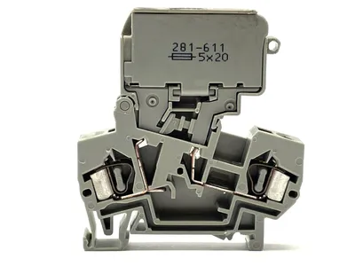 281-611 | Wago  Two-Conductor Fuse Terminal Block w/ Pivoting Fuse Holder LOT OF 3 - Used