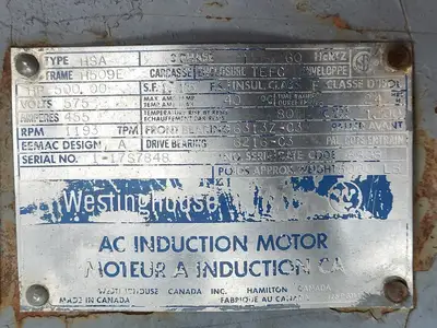 500 hp, 575 Volts, 1193 Rpm, H509E AC Induction Motor
