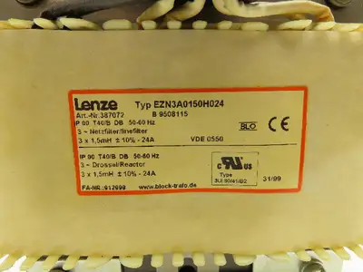 Lenze EZN3A0150H024 Line Filter For Servo Invertor 5 mH +/-10% 24A