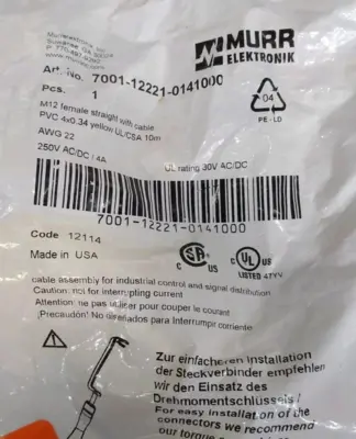 MURR 7001-12221-0141000 Female Conector cable Loc5E13