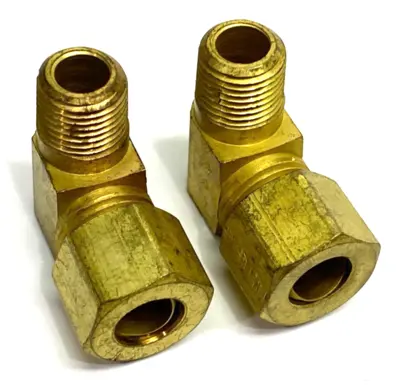 None | Brass Elbow Compression Fitting 8mm OD Tube to 7/16-20 NPT Male Thread LOT OF 2 - New Other