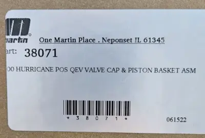 Martin Eng 4.00 Hurricane positive qev valve cap and piston basket sub. Loc6E