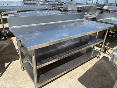 Used Falcon Restaurant Supply Used 60"X32" Heavy Stainless Steel Table with Shelves JD - SS330 Food Prep Tables Illinois US | Falcon Restaurant Supply #1375161