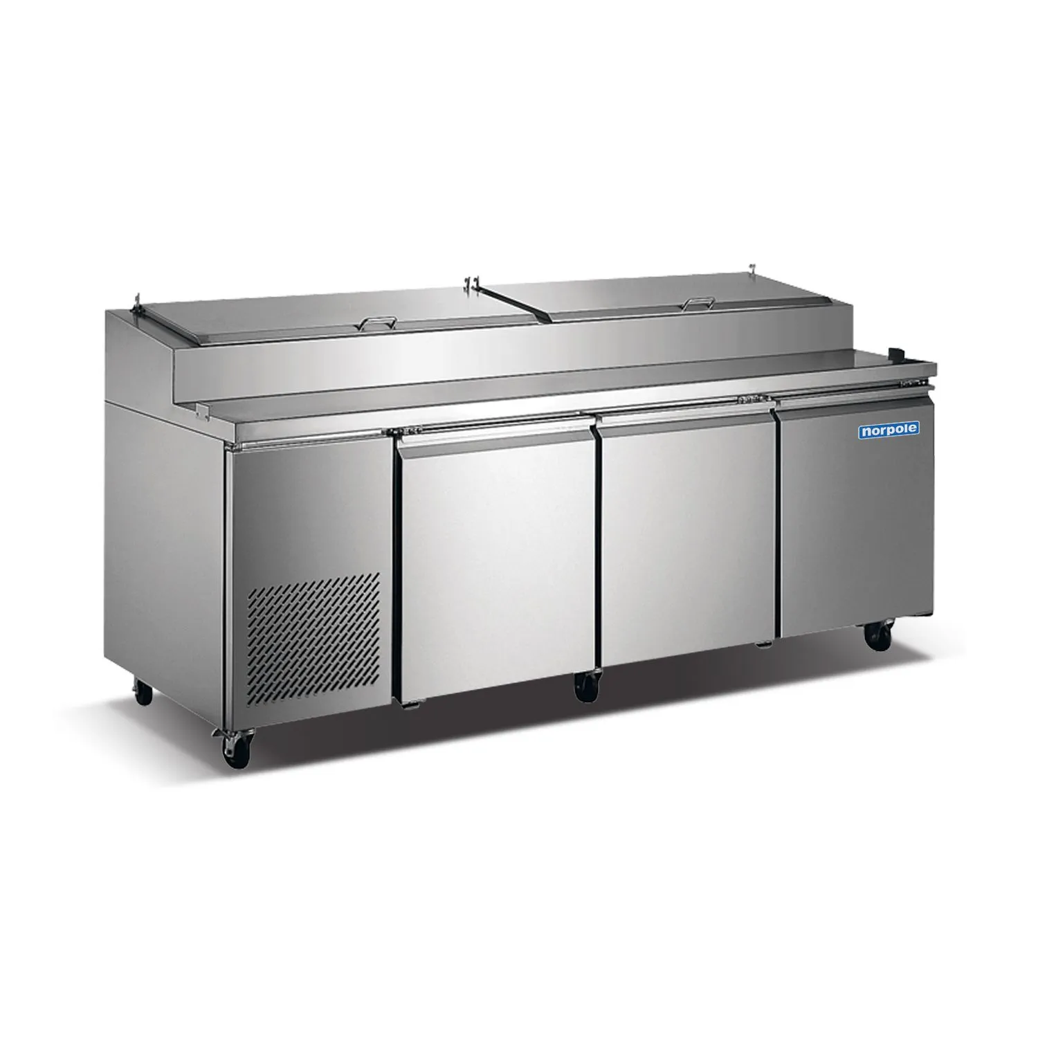 126-0035 Norpole NP3R-PT 3 Door Self Contained Pizza Prep Table Cooler