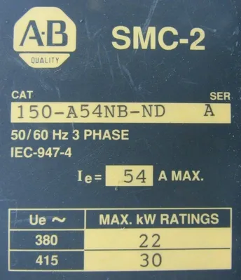 REFURBISHED ALLEN BRADLEY 150-A54NB-ND MOTOR CONTROLLER SER A 150A54NBND