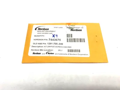 USED NORDSON ORIFICE SCREW KIT, 0.040, RED