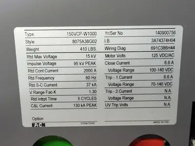 USED 2009 EATON 150VCP-W1000