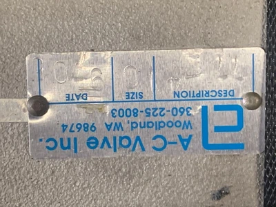A-C Valve Inc. 10" Stainless Steel Air Operated Knife Gate Valve