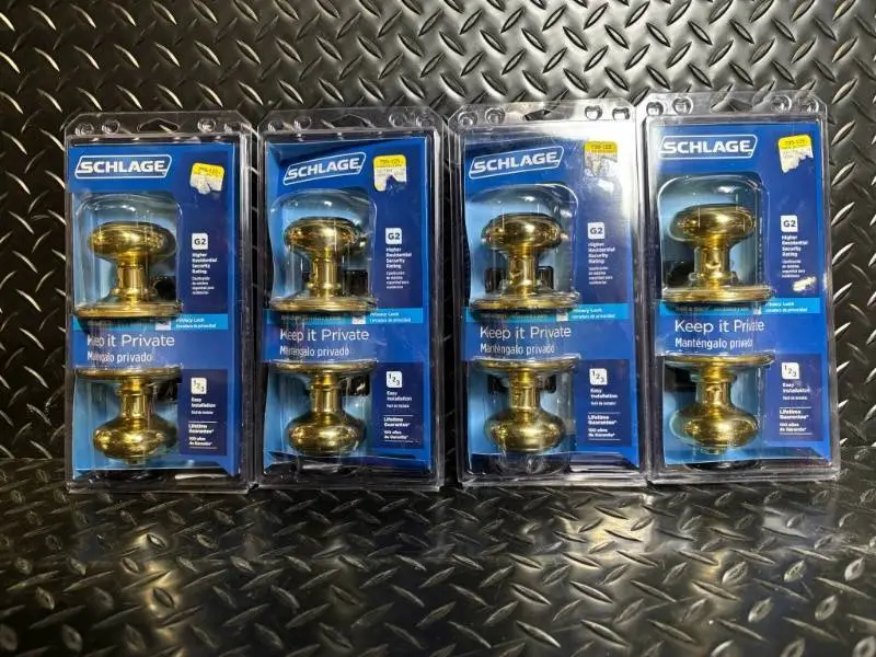 Schlage Keep It Private Privacy Door Locks G2 Grade 2 - Brass Finish - 4-Pack