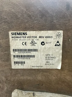 Siemens 6SE3228-4DK40 60 Hp Midimaster Vector Ac Drive MDV 4500/3 VFD