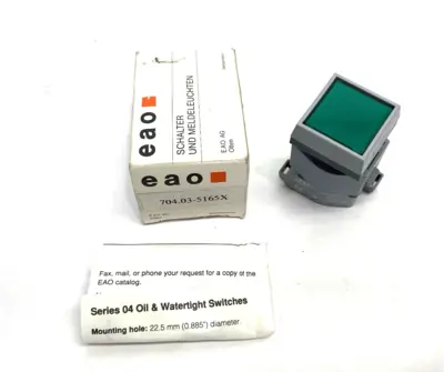 USED EAO SQUARE ILLUMINATED PUSHBUTTON GREEN