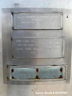 Stainless Steel 4,250 Gallon Storage Tank – Valley Foundry, UL Certified