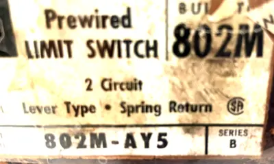 ALLEN BRADLEY 802M-AY5 LIMIT SWITCH SER.B 802MAY5 NEW , SURPLUS