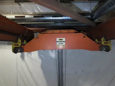 Cleveland Tramrail P&H 15 Ton Double Girder Bridge Crane 45' Span w/Remote