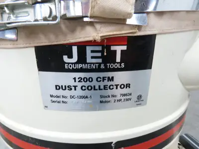 Jet DC-1200A-1 Dust Collector 2HP 1PH 230V Motor Woodworking Vac Single Bag
