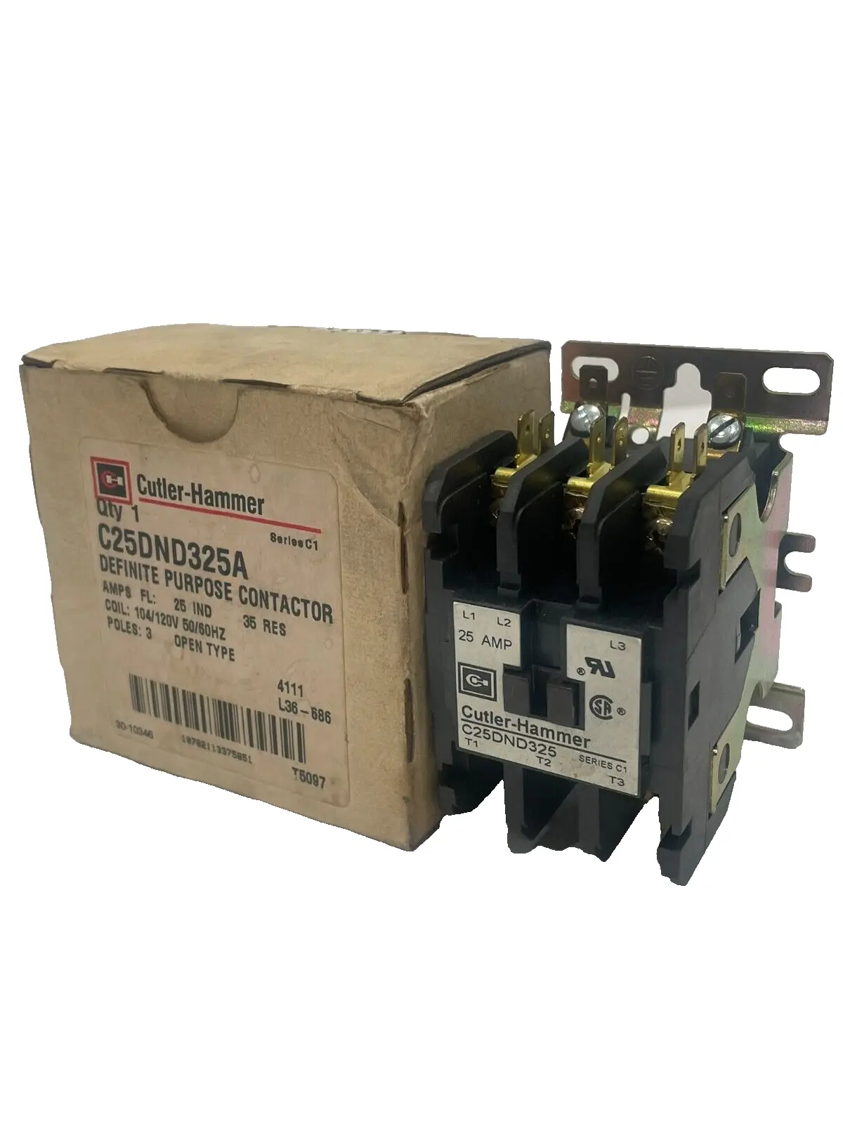 NEW CUTLER HAMMER C25DND325A CONTACTOR 3 POLE 104/120V 50/60HZ