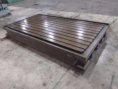 129" X 72" X 14" HIGH T-SLOTTED LAYOUT TABLE / BOLSTER PLATE: STOCK #22373