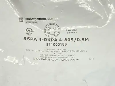 NEW LUMBERG AUTOMATION MINI POWER CORDSET 0.5M 511000188