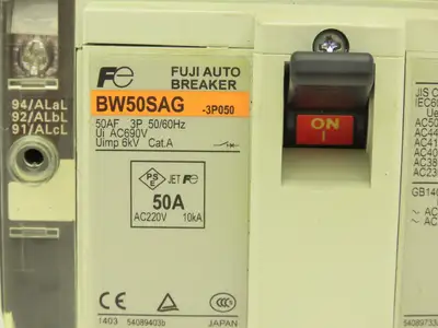 Fuji BW50SAG3P050 3-Pole Auto Circuit Breaker 50A 690V 3Ph Molded Case